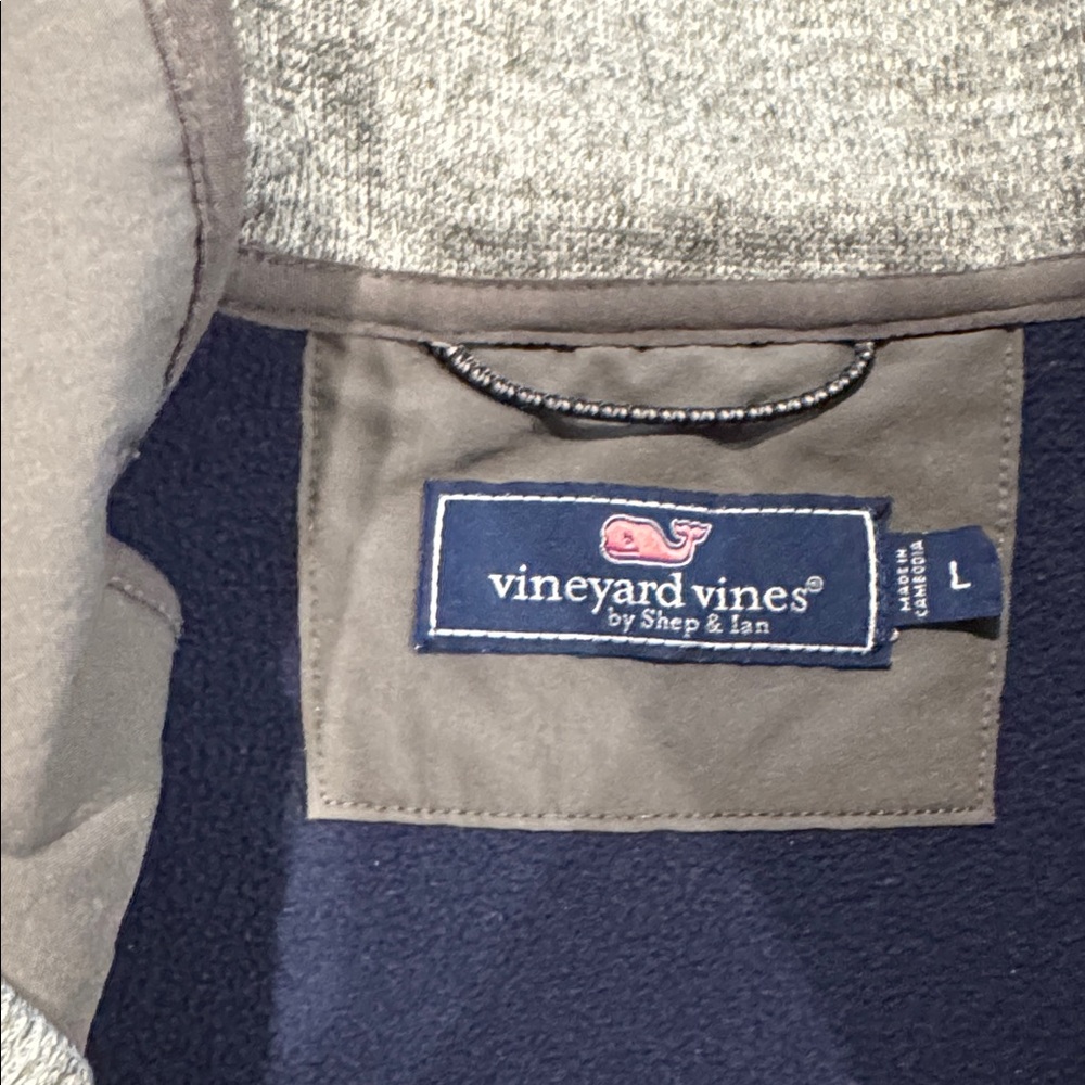 Vineyard Vines Heather Gray Quarter-Zip Pullover size Large L Men’s - Picture 4 of 8